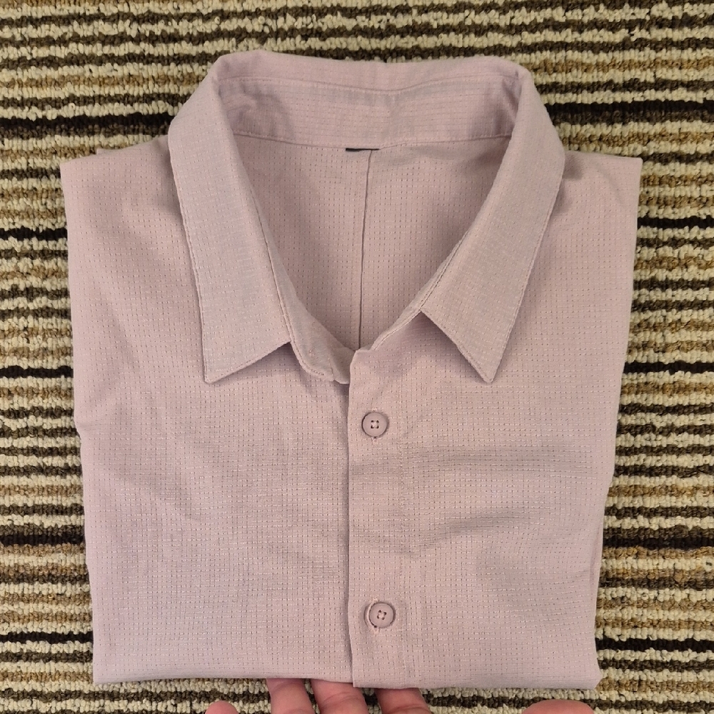 LULULEMON Commission Solid Light Purple Recent Medium Mens‎ Short Sleeve Shirt